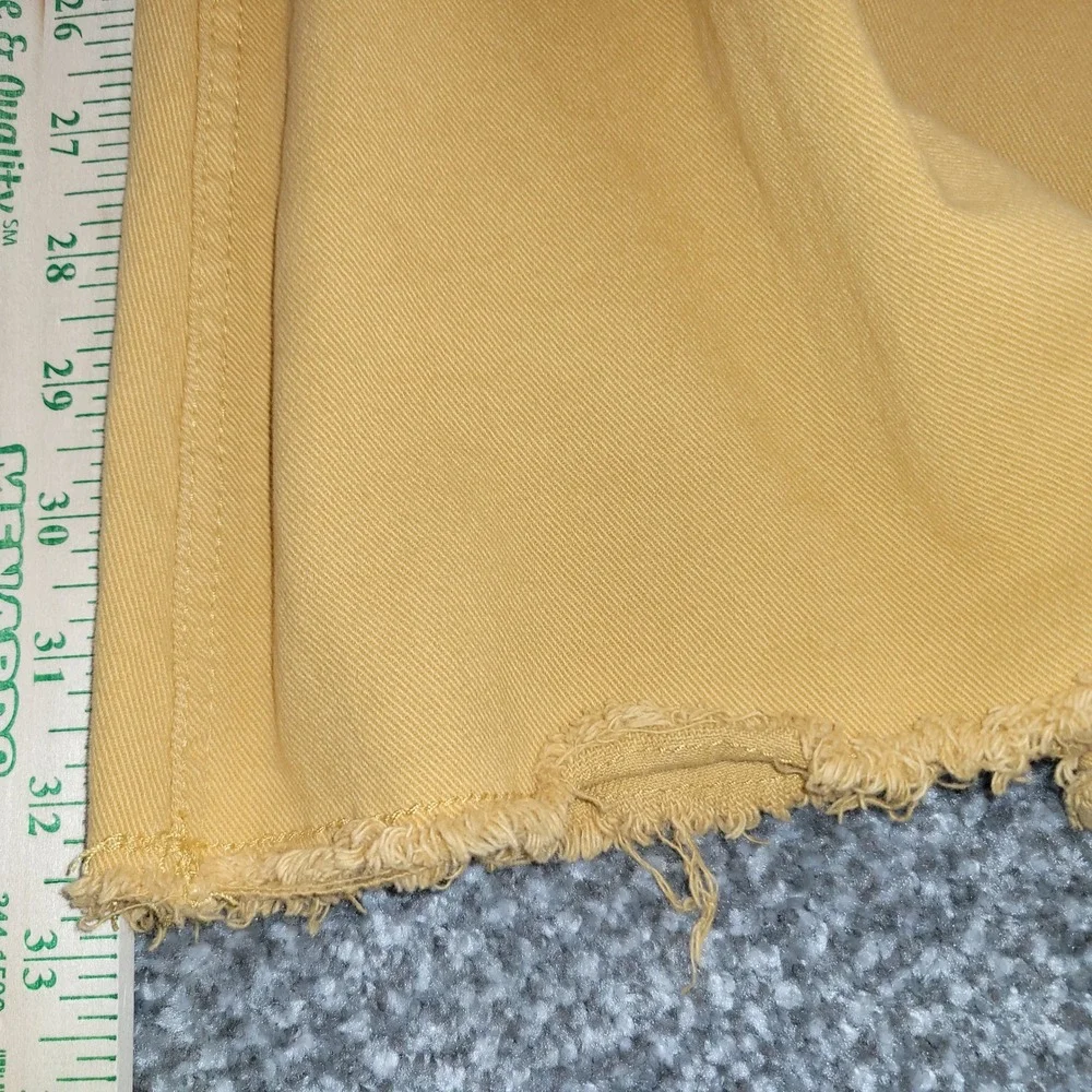 Rock & Roll Denim Mustard Yellow Bargain Button Bell Flare Jeans 29x34 Raw Hem